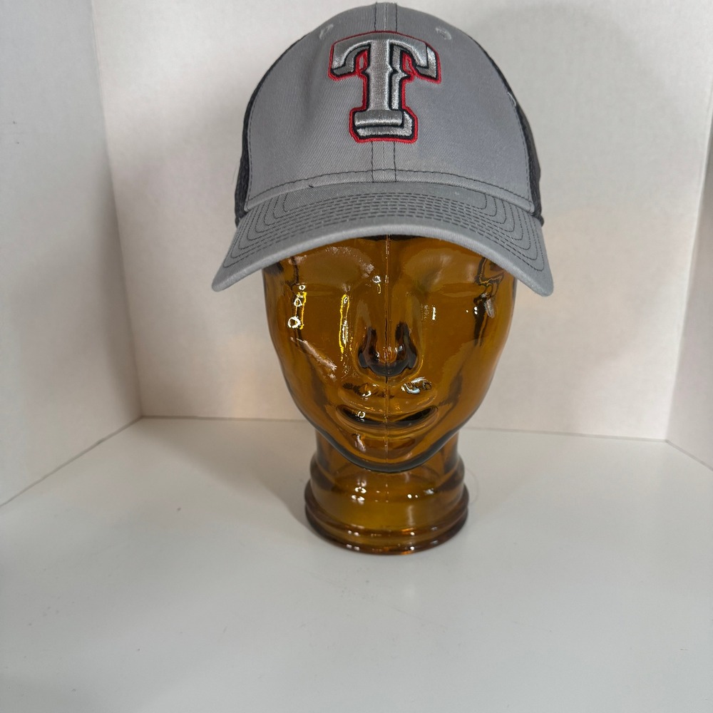 New Era Texas Rangers 39THIRTY MLB Mesh Stretch Fit Hat Grey Charcoal Large L/XL